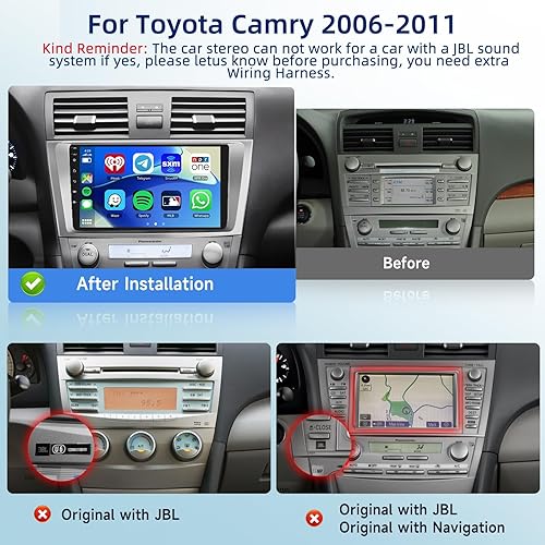Miniatura 38 de Radio de coche 2G+64G para Toyota Camry 2006 2007 2008 2009 2010 2011 con CarPlay inalámbrico Android Auto, 9 pulgadas pantalla táctil Android 13