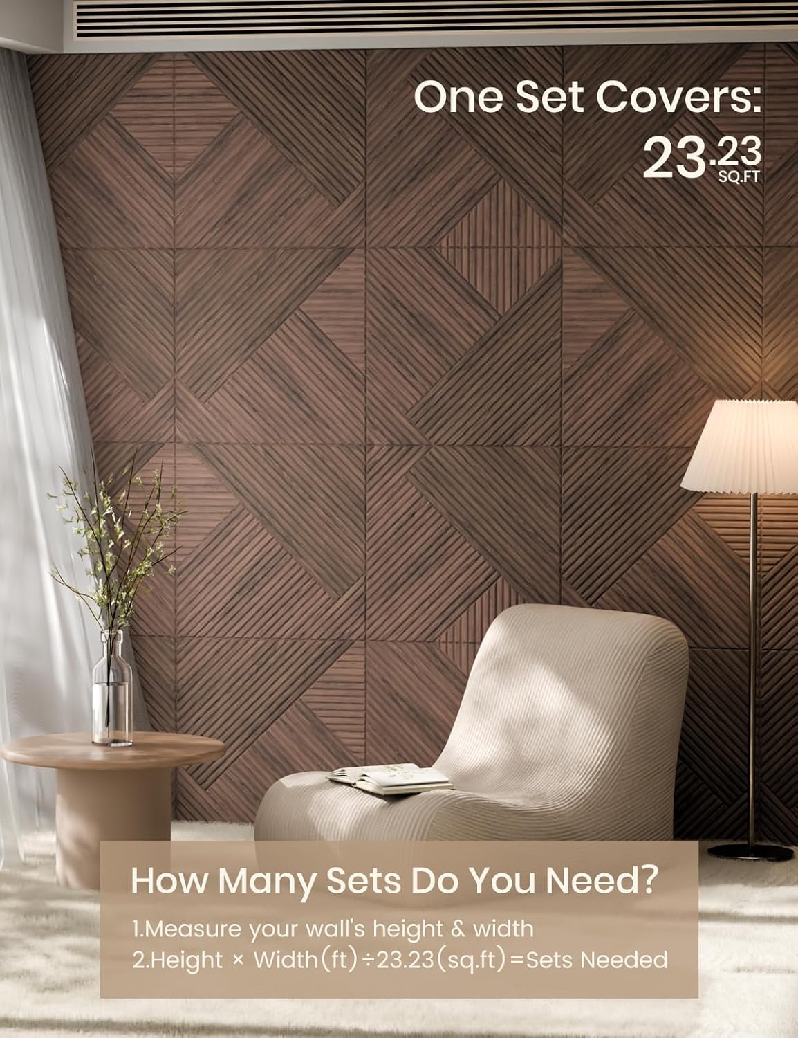 Fluxynara Large Felt Bulletin Board,Cork Board Alternative 70.87'' x 47.24'' Art Acoustical Wall Panels-6 Pack with 60 Adhesive Tabs,for Recording Studio/Home Offices-Walnut/Diamond Chevron