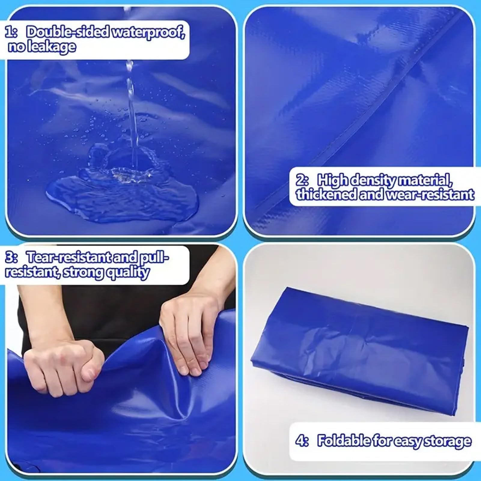 Fockety Składany Zbiornik na Wodę, 110L 29Gal, Przenośny Tank | Tkanina PVC 500D, Szczelne Zgrzewane Szwy, Szybkie Podłączenie Węża, Oszczędność Miejsca podczas Przechowywania, do