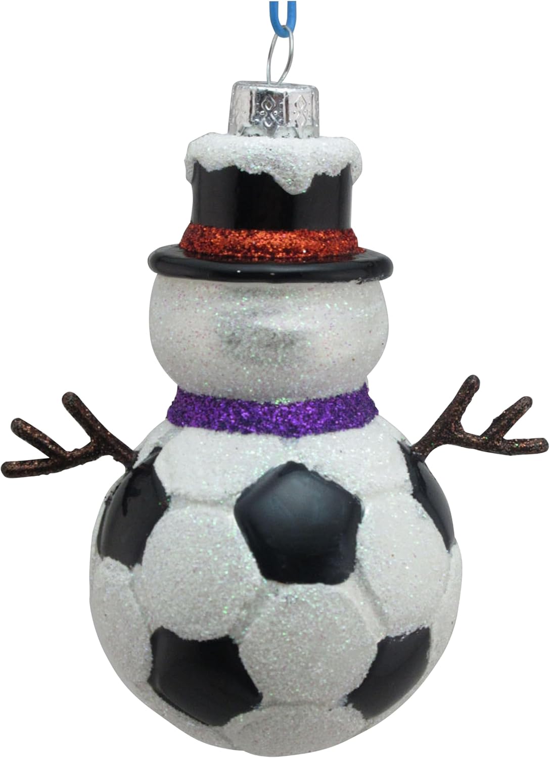 Kurt Adler Noble Gems 3.5 Inch Soccer Snowman with Purple Scarf Ornament - Image 3