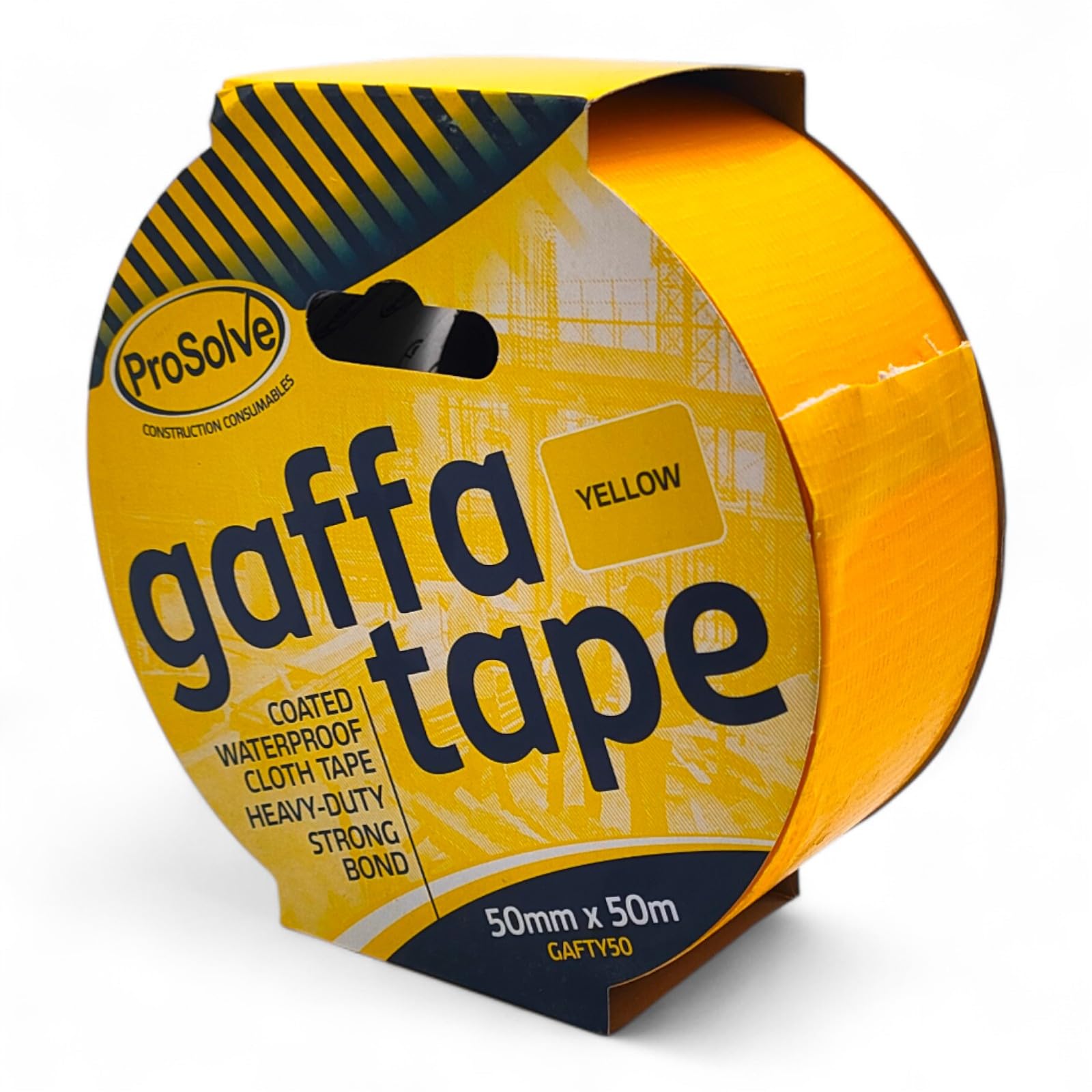 MSF PROSOLVE 50mm x 50m White, Red, Green, Blue, Black, Silver, And Yellow Premium Gaffer Tape Cloth Gaffa Duct Waterproof Pack OF (1, 2, 5, 10) (50mm x 50m, 5 X YELLOW)