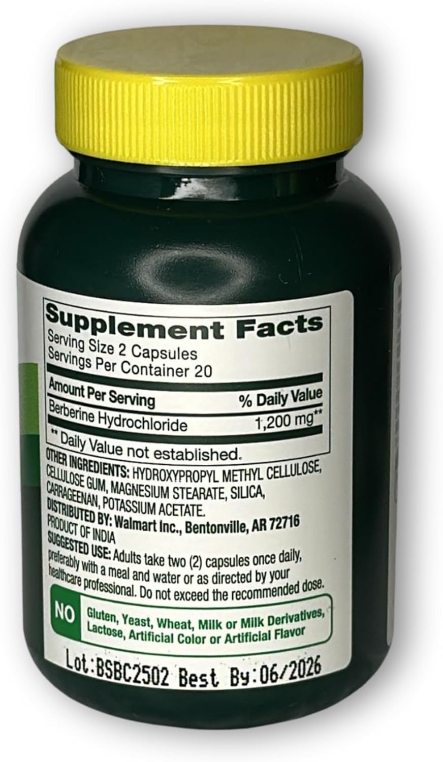 Berberine Metabolism Support- 40 Vegetarian Capsules, 1200mg (Pack of 2), Boxed by Fusion Shop Store