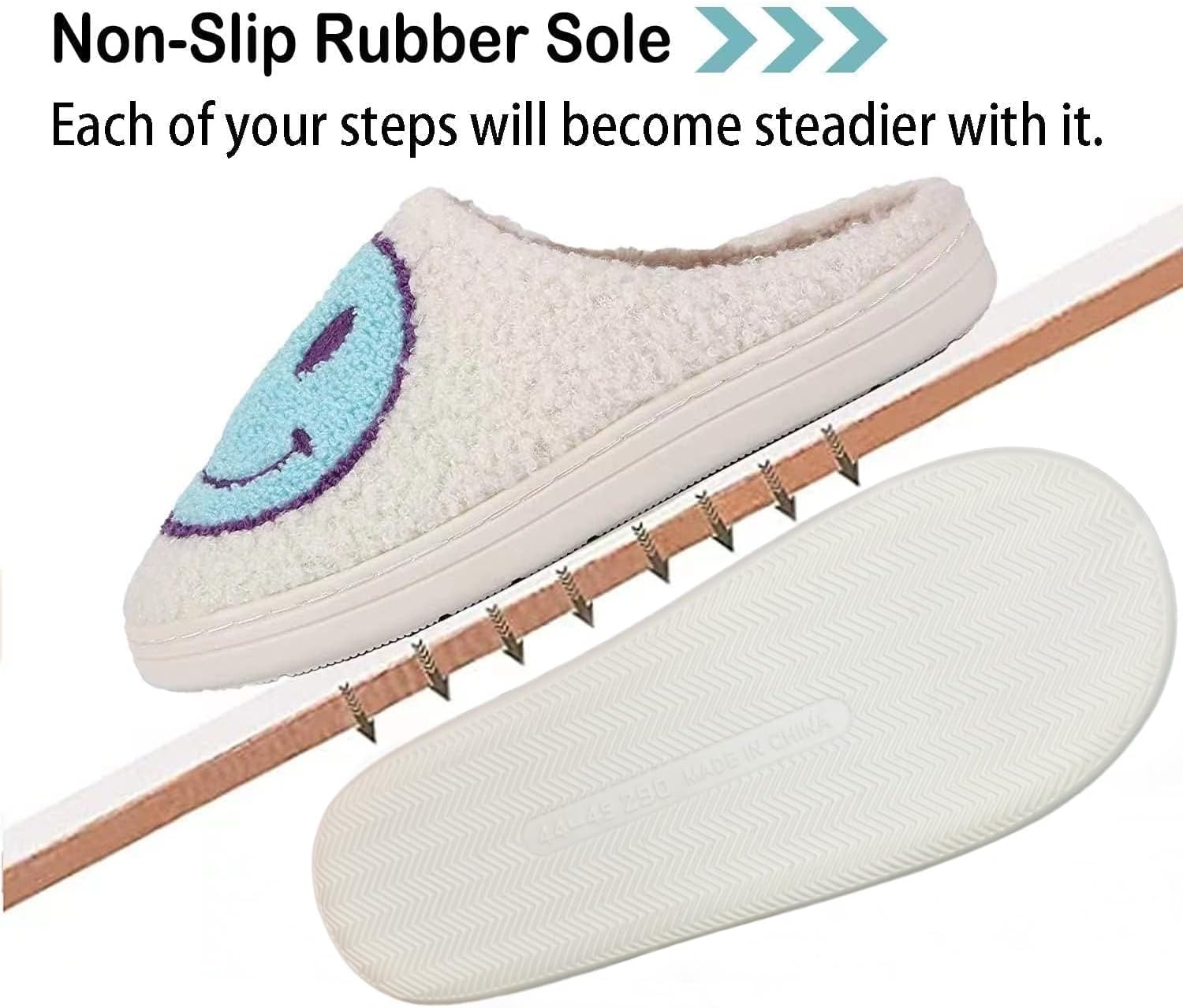 Retro Fuzzy Face Slippers for Women men， Womens Girls Cute Yellow the Lable Face House Slippers for Indoor Outdoor Pink/White/Black/Blue - Image 5