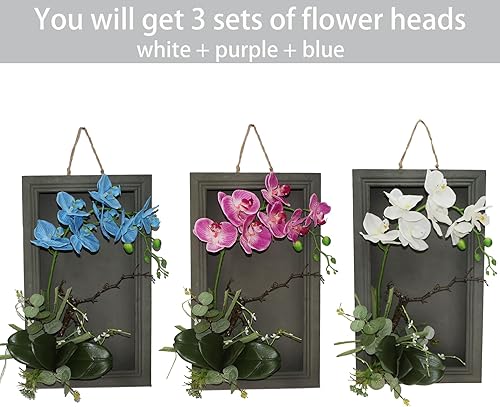 Miniatura 3 de BINFEN Paquete de 2 mini plantas artificiales de orquídeas artificiales para decoración del hogar, oficina, baño, orquídeas de seda blanca y