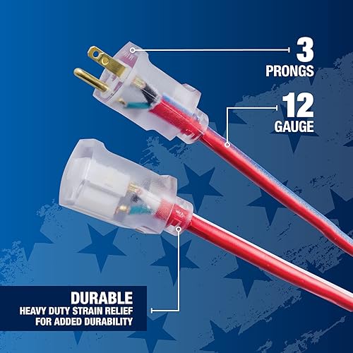 Miniatura 4 de Southwire 2548SWUSA1E - Cable de extensión SJTW de 50 pies de grado de contratista 123 con extremo iluminado fabricado en Estados Unidos, un