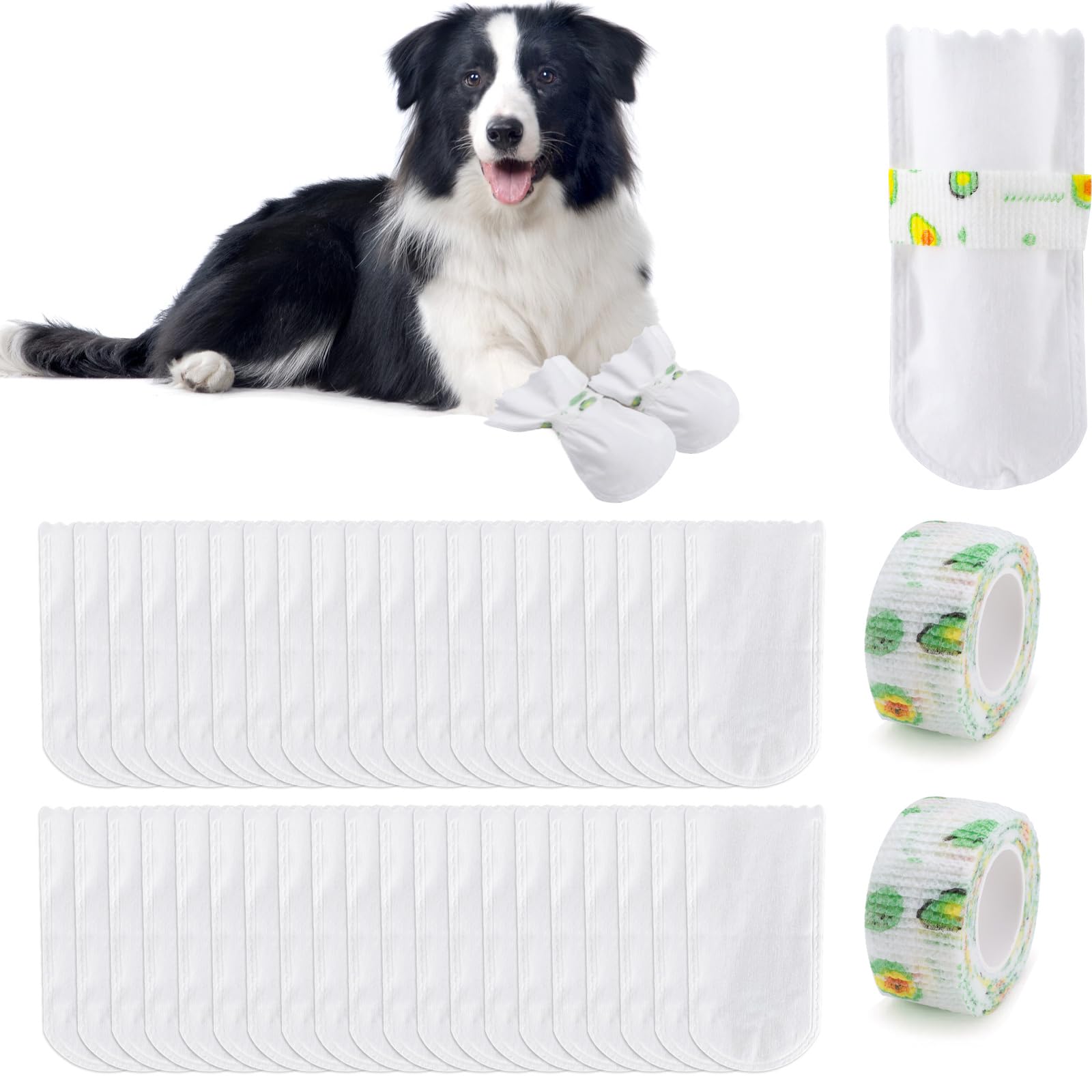 Photo 1 of 40 Pieces Waterproof Non-Reusable Dog Booties, Medium-Sized Dog Feet Covers Protectors Shoe with Adjustable Self-Adhesive Bandage, Pet Paw Cover Boots for Outdoor & Indoor Walking (M)
