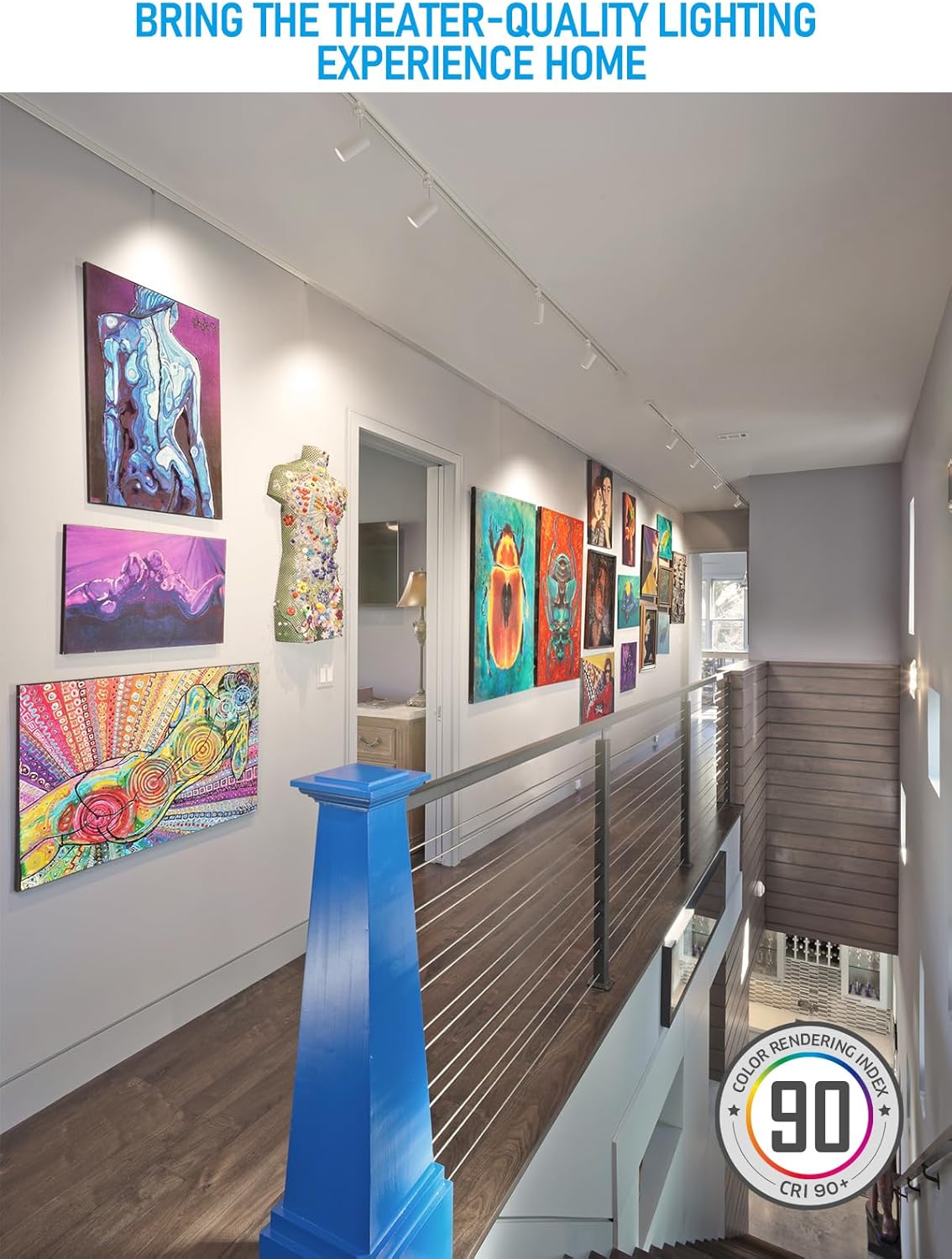 LEONLITE Small Space Series 8.5W LED H Track Lighting Heads, ETL Listed, Dimmable H Track Light Heads for Store Shop Cafe, CRI90, H Track Lighting, 4000K Cool White, Matte White, Pack of 4