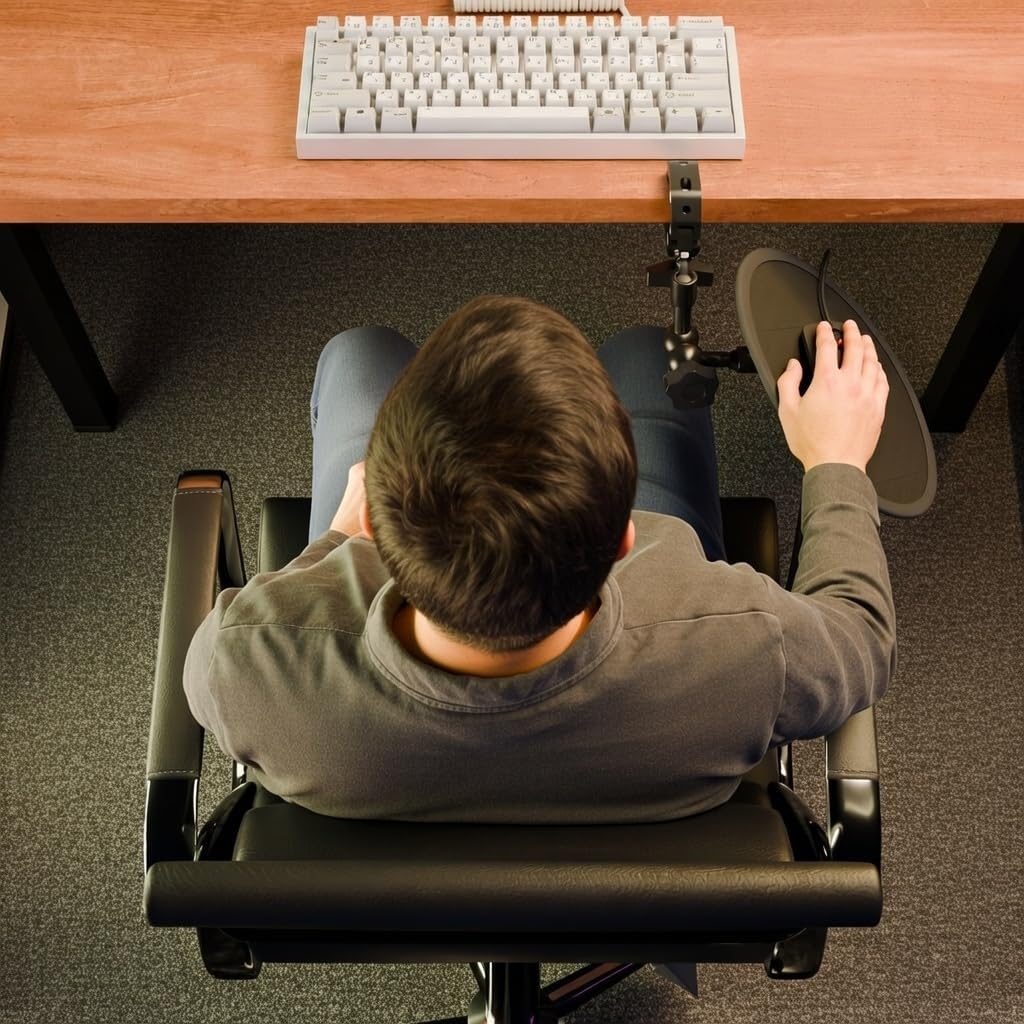 Clamp on Mouse Pad with Magnetic Mouse for Ergonomic Handshake Positioning | Adjustable Tilting Platform Mounts to Desk, Pole, or Chair Armrest