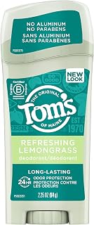 Tom's of Maine Refreshing Lemongrass Long-Lasting Stick Deodorant, Unisex and Aluminum-Free, 64 g