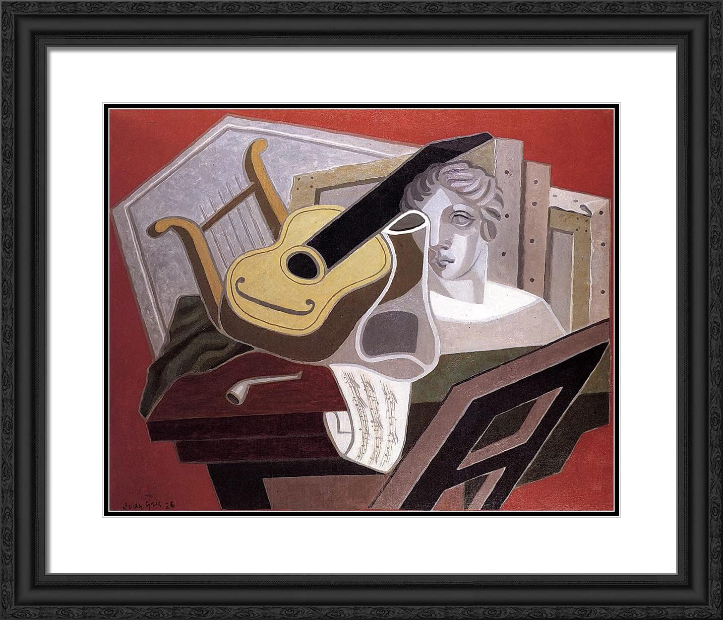 ArtDirect Gris, Juan 23x20 Gold Ornate Framed Art Print with Double Matting Titled: The Musicians Table
