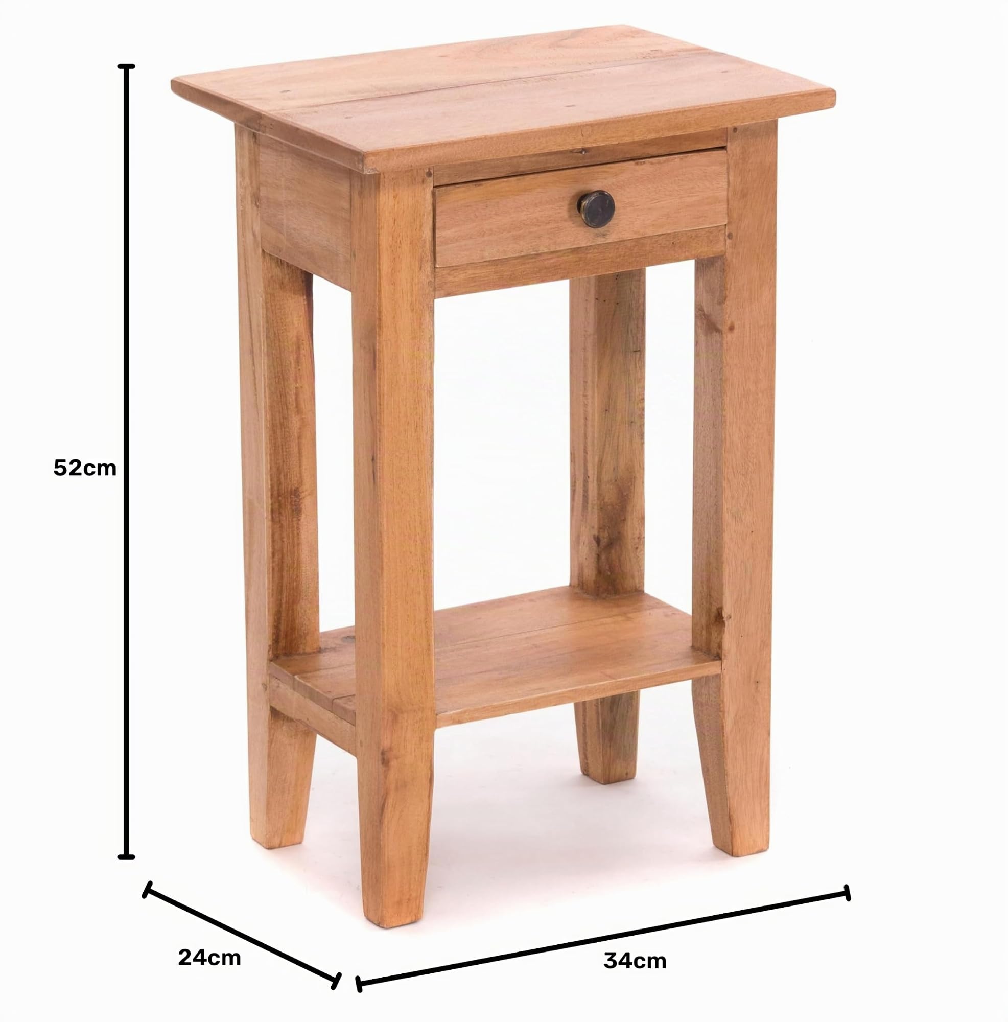 Table de téléphone Vintage PLANTA | 52x34 cm, Acajou | Tabouret de Fleur, Table d'entrée, Table d'appoint avec tiroir