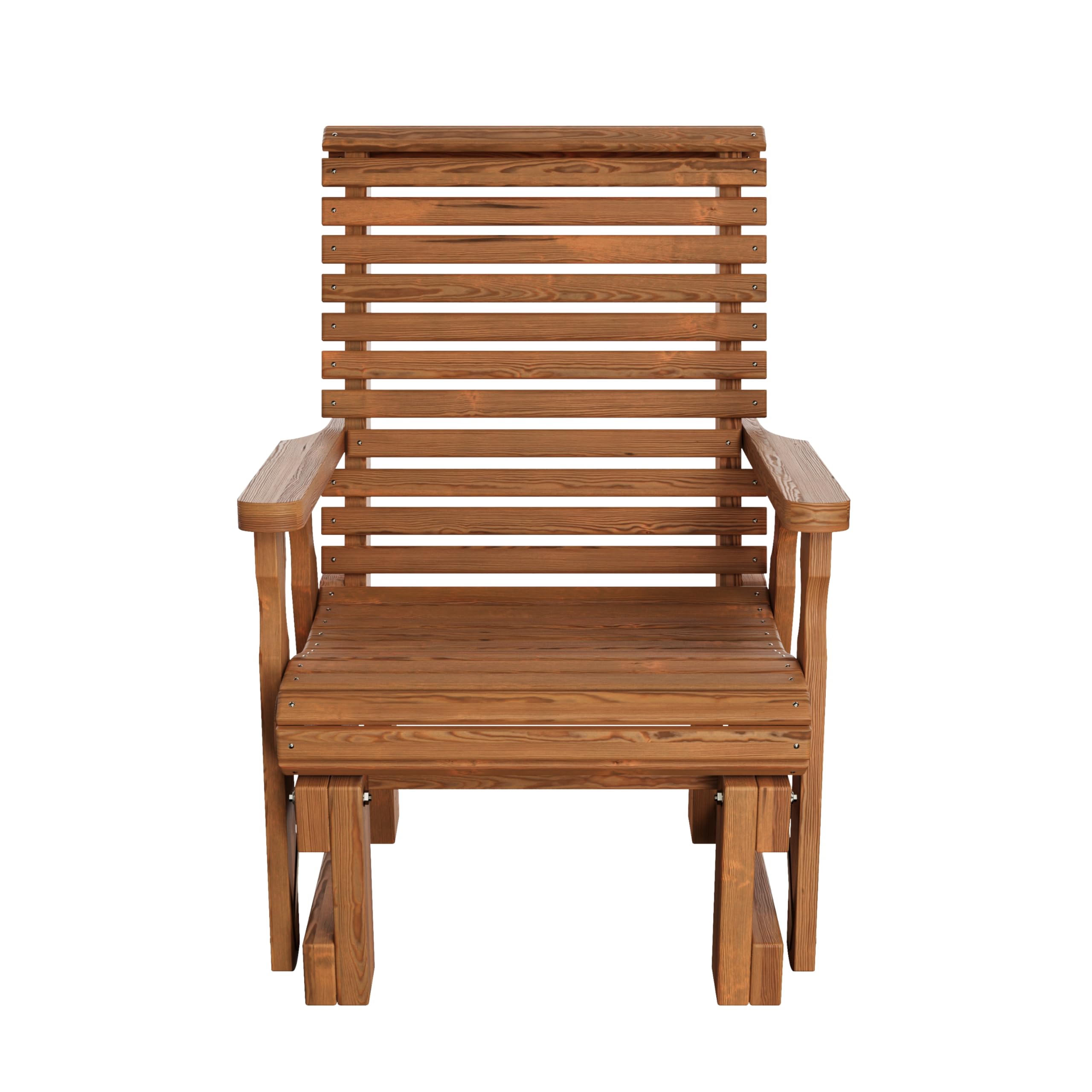 Amish Casual Heavy Duty 600 Lb Roll Back High Back Treated Glider Chair (Oak Stain)