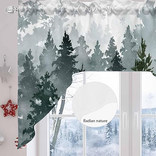 Miniatura 6 de Cortinas de cocina, cenefa con festón de Navidad, con bolsillo para barra, paneles de cortina para dormitorio, sala de estar, baño, cafetería,