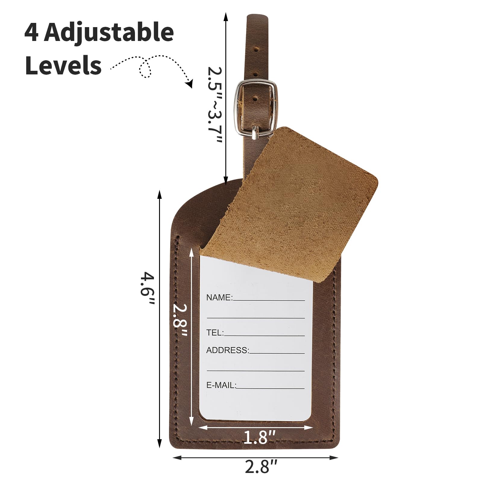 Ringsun Gepäckanhänger aus echtem Leder für Koffer, ID-Tags, Taschenanhänger für Gepäck (4 Stück)