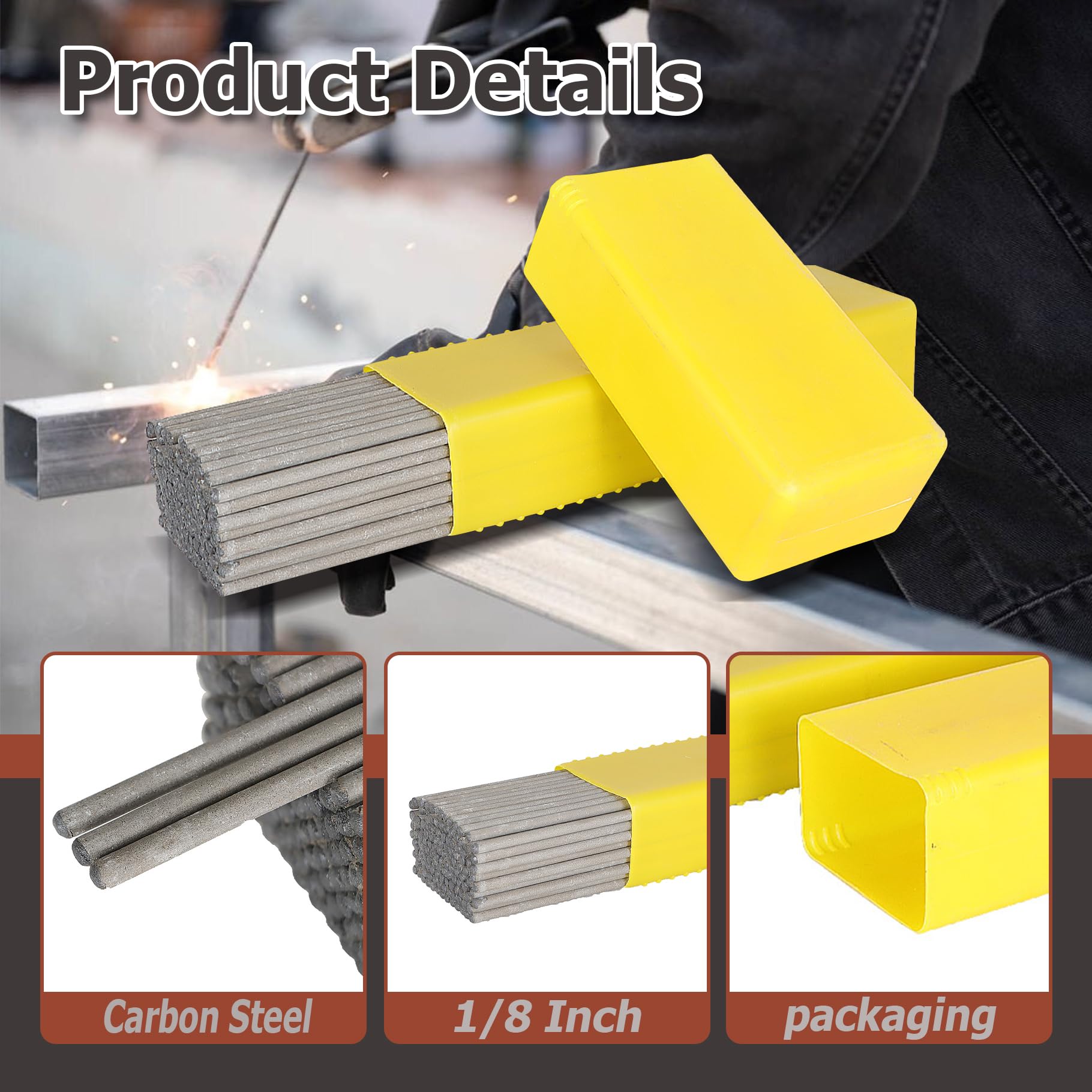 27,2 Kg E7018 Schweißstäbe 1/8 Zoll - Für Kohlenstoffarmen Stahl, Lichtbogenschweißen, 6x 4,5 Kg Boxen