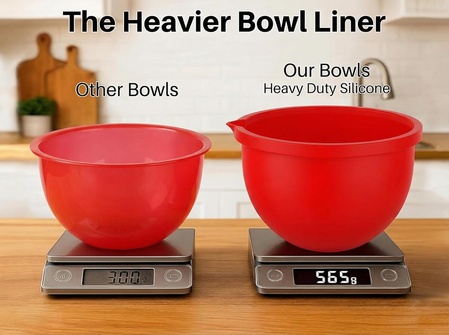 Silicone Liner Bowl for 5-Quart Tilt-Head Stand Mixers, Set of 3, BPA Free, with Lids – Compatable with KitchenAid Artisan, Deluxe, Ultra Power. Not for Bowl-Lift Mixers