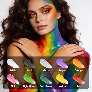 Water Based Cream Face Body Paint Palette, Halloween Makeup Paint (Black) | Professional Water Activated Non-toxic Washable Face Paint for Adults Teens, Halloween Carnival Cosplay, SFX Theater Makeup