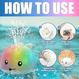 ZHENDUO Baby Bath Toys, Light Up Bath Toys Spray Water Bath Toy, Sprinkler Bathtub Toys for Toddlers Kids Boys Girls, Pool Bathroom Toy for Infant,Christmas Baby Toys