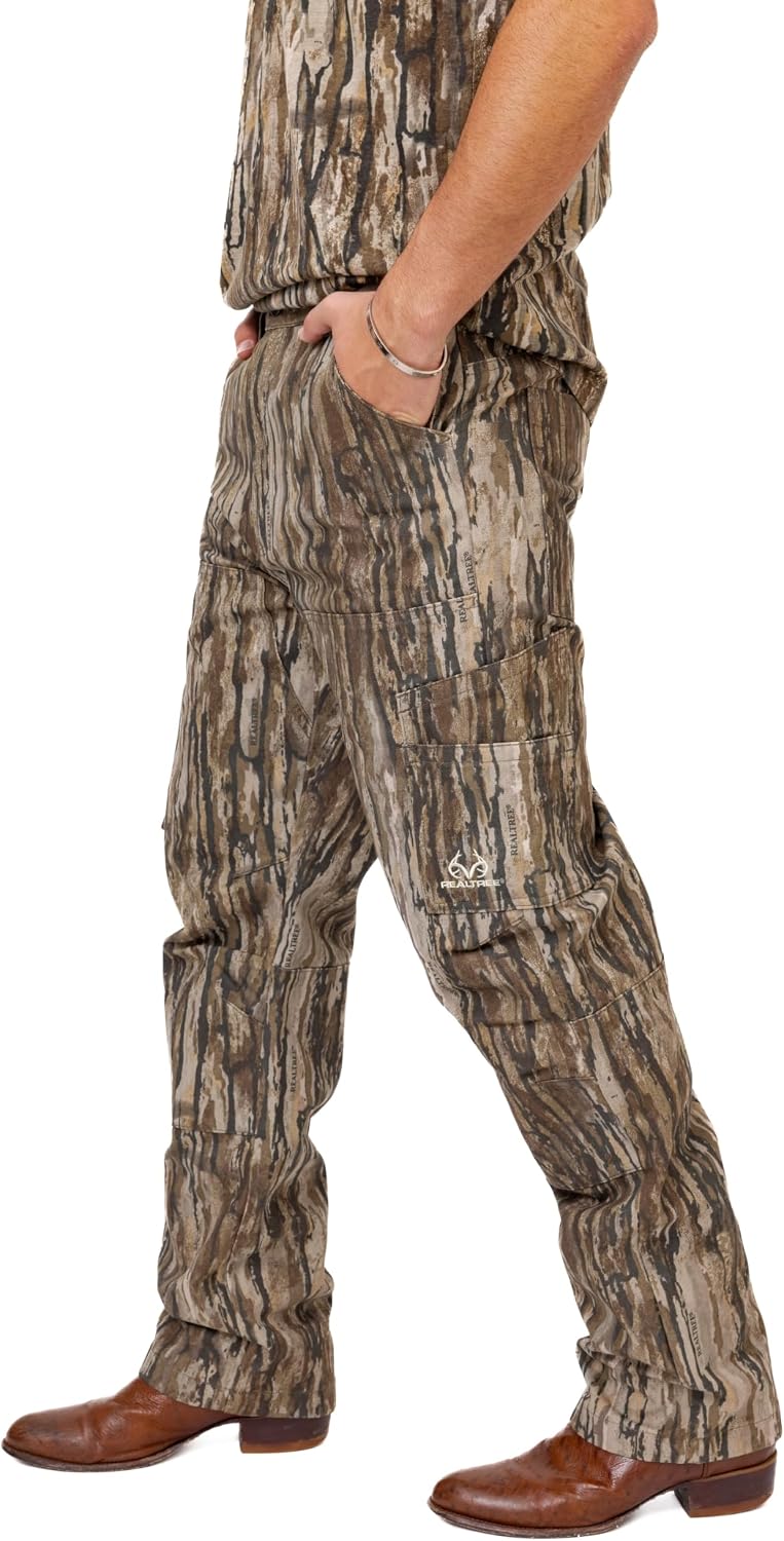 Realtree Men’s Farmhand Cotton Canvas Camo Work Pants, Heavy-Duty Hunting Outdoor Pant