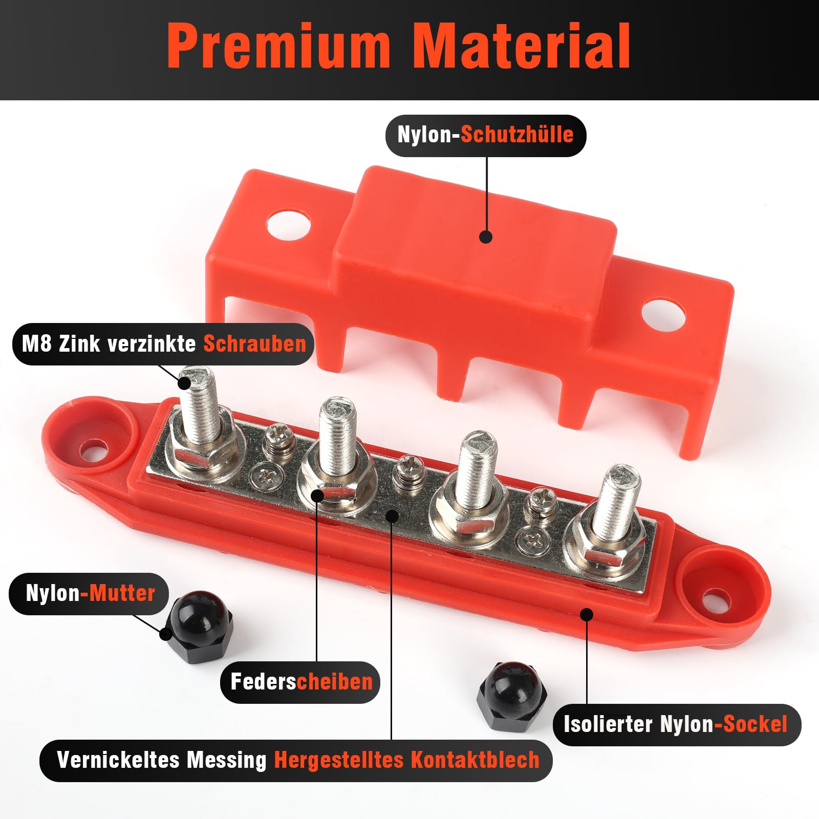 Sammelschiene 12V, 2 Stück 12V-48V DC Sammelschienen Verteilerblock, 250A Busbar M8 x 4 Bolzen Anschlussblock Automotive Marine Sammelschiene Block 12V mit Deckel für Auto RV Boat Yacht