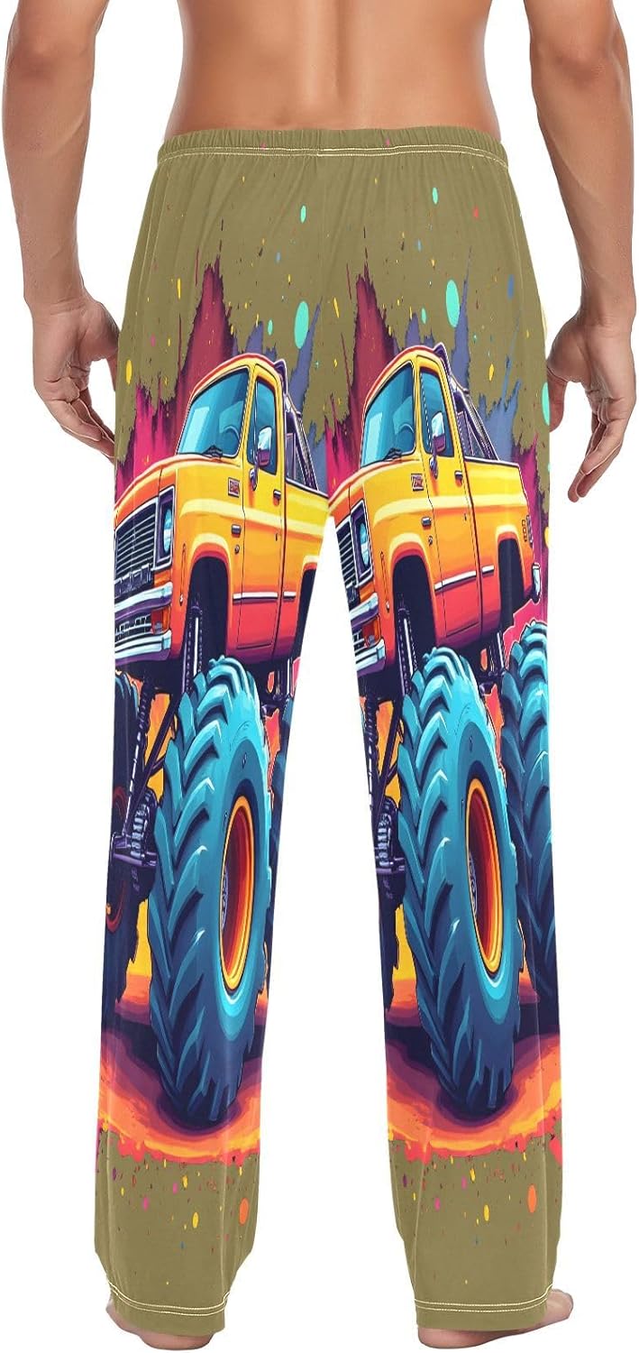 ALAZA Jet Monster Truck Men's Pajama Pants Men Cotton Pajama Bottoms with Pockets, S