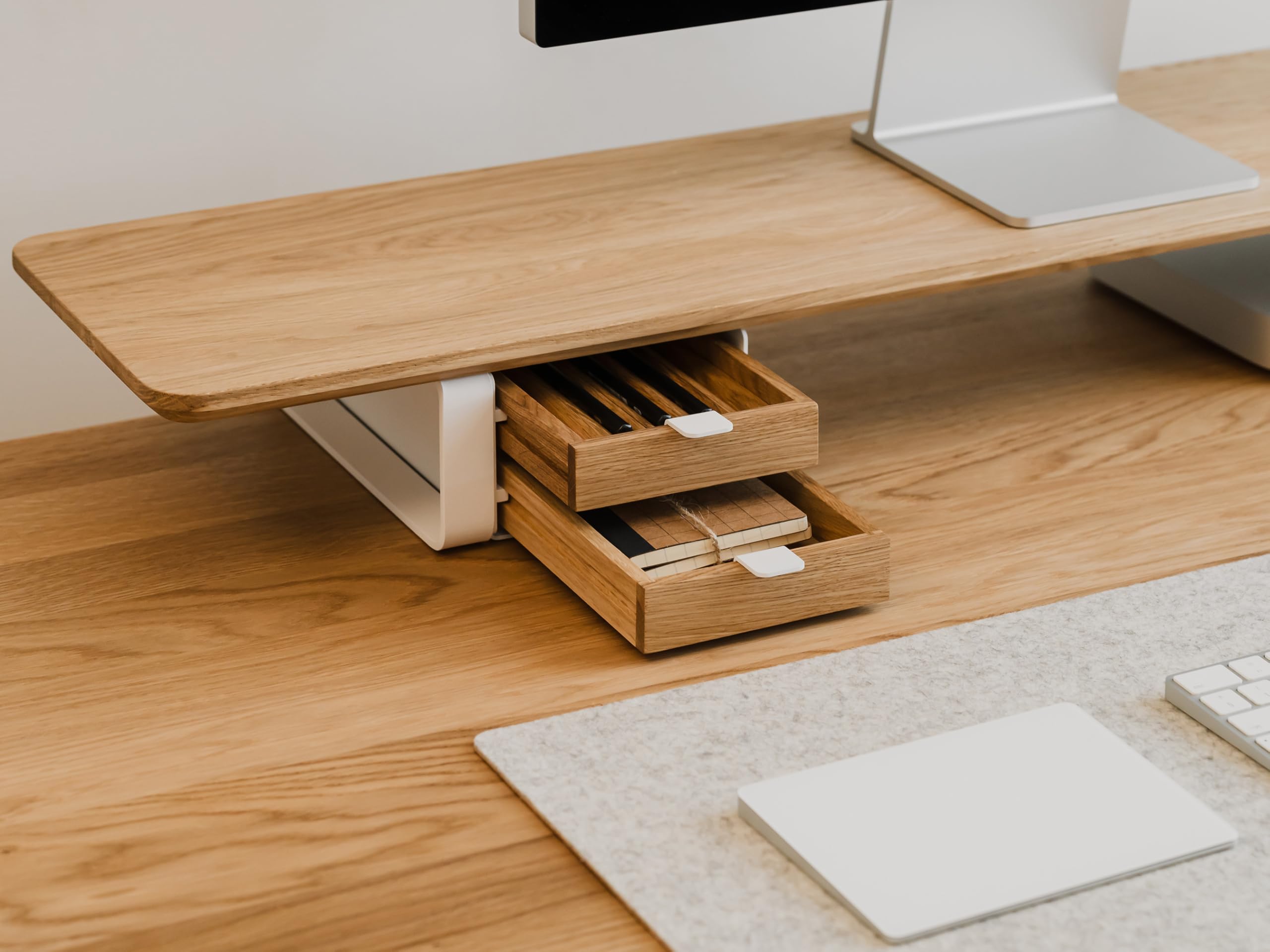Oakywood - Schublade Schreibtisch Organizer - Kleiner Aufbewahrungsbox aus Massivholz, Dokumentenhalter - Büro Organizer, Schubladen Box - für Büro Zuhause - Schwarz, Eiche - Größe Dual