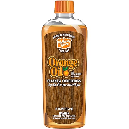 Holloway House Orange Oil Cleaner 16oz w/ Sun-Guard for Fine Wood, Cleans & Conditions, Removes Soap Scum from Shower Doors, Stainless, Tile & Sinks, Natural Oil that gives wood a Rich Glow