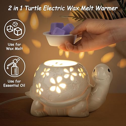 Miniatura 2 de LESES Calentador eléctrico de cera derretida, calentador de cera de cerámica de tortuga para cubos de cera perfumada, derretidor de cera de vela con