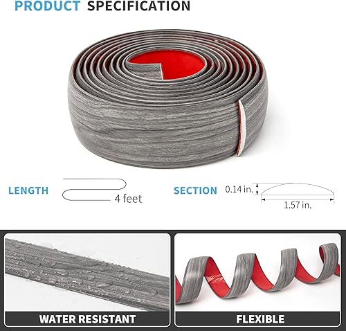 Miniatura 22 de Art3d Tira de transición de vinilo autoadhesiva, tira de suelo laminada, tira divisora plana para unir huecos del piso, transición de umbral