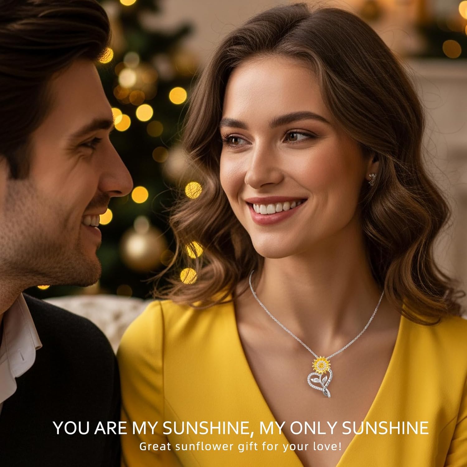 Christmas Gifts for Women Wife - 18k Gold Plated Sunflower Necklace for Women, Wife Birthday Gift Ideas for Her Anniversary, You Are My Sunshine Gifts Womens Jewelry for Girlfriend...
