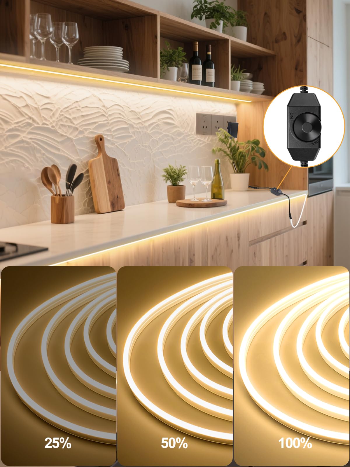 Tira LED Neon 10M para Exterior - Luz Cálida 3000K, Silicona Suave IP67, Regulable - Ambiente Acogedor para Terraza, Jardín y Patio