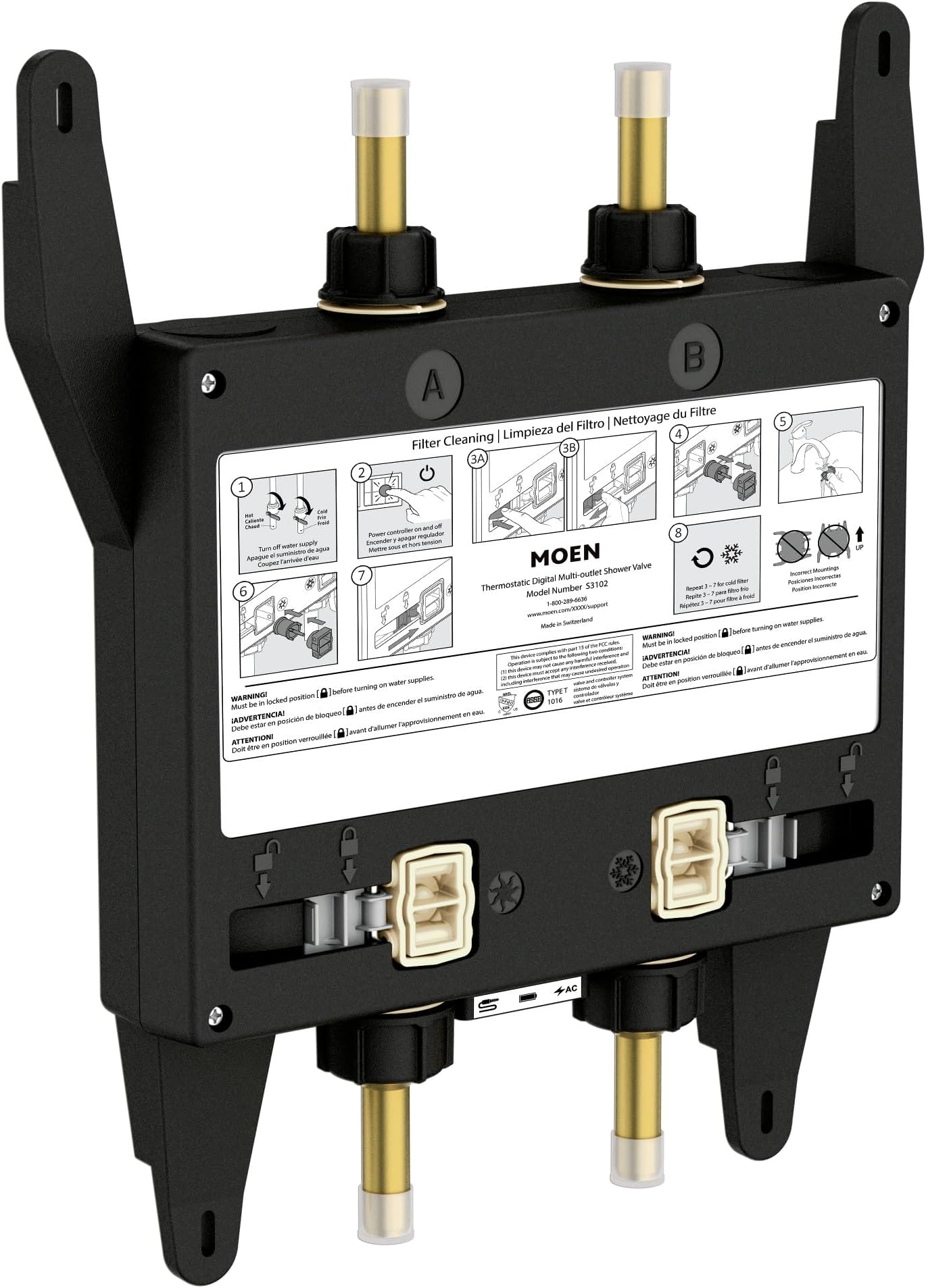 Smart Shower 2-Outlet Digital Thermostatic Shower Valve with 1/2" Connections, S3102