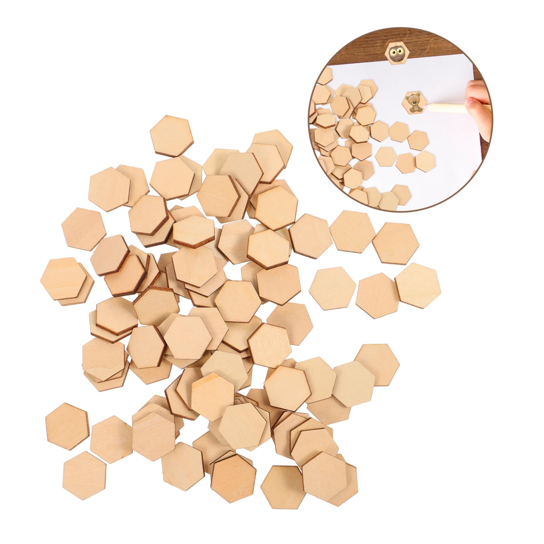 Decorazioni in Legno Esagonali 20mm, 100 Pezzi, per Lavoretti DIY | Pezzi di Legno per Lavoretti Natalizi, per Matrimonio e Feste, Ornamenti Fai da Te per Decorazioni