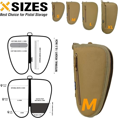 Miniatura 3 de DBTAC - Funda para pistola acolchada individual con cremallera bloqueable, parche extraíble y reflectante para caza al aire libre, longitud