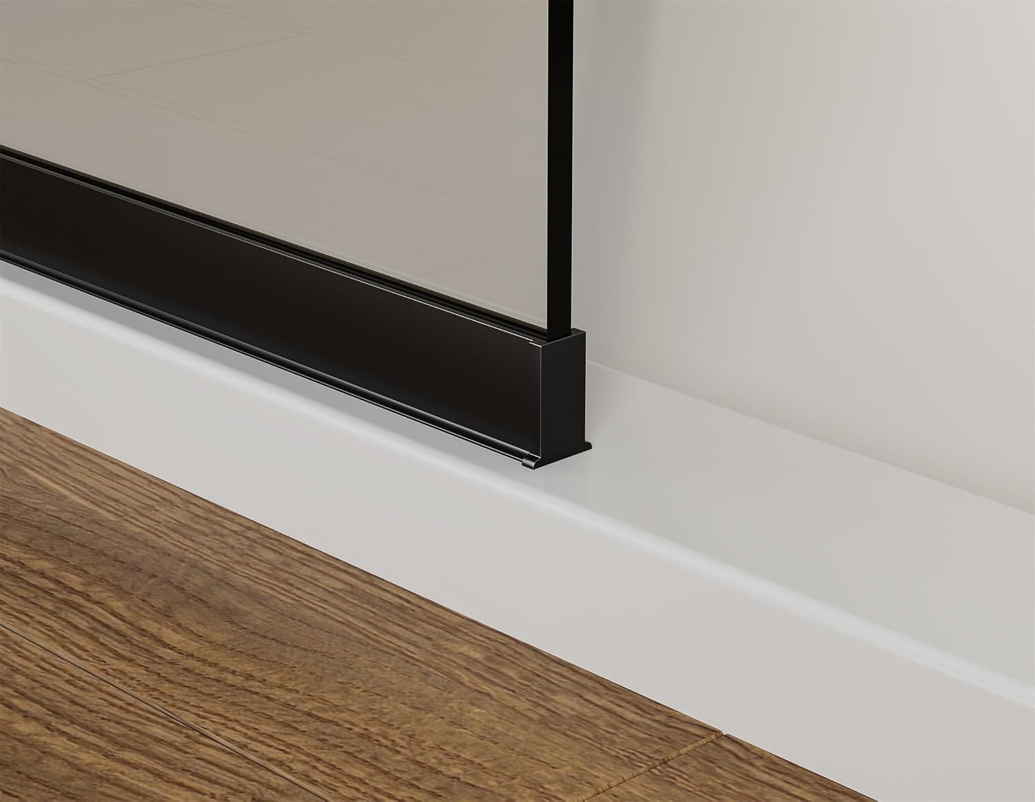 Shower Screen 34" x 74" Half Frameless Shower Wall Panel, Tempered Glass 3/8 inch, Easy to Clean Coating, Fixed Glass Shower Door with Hardware (Matte Black)