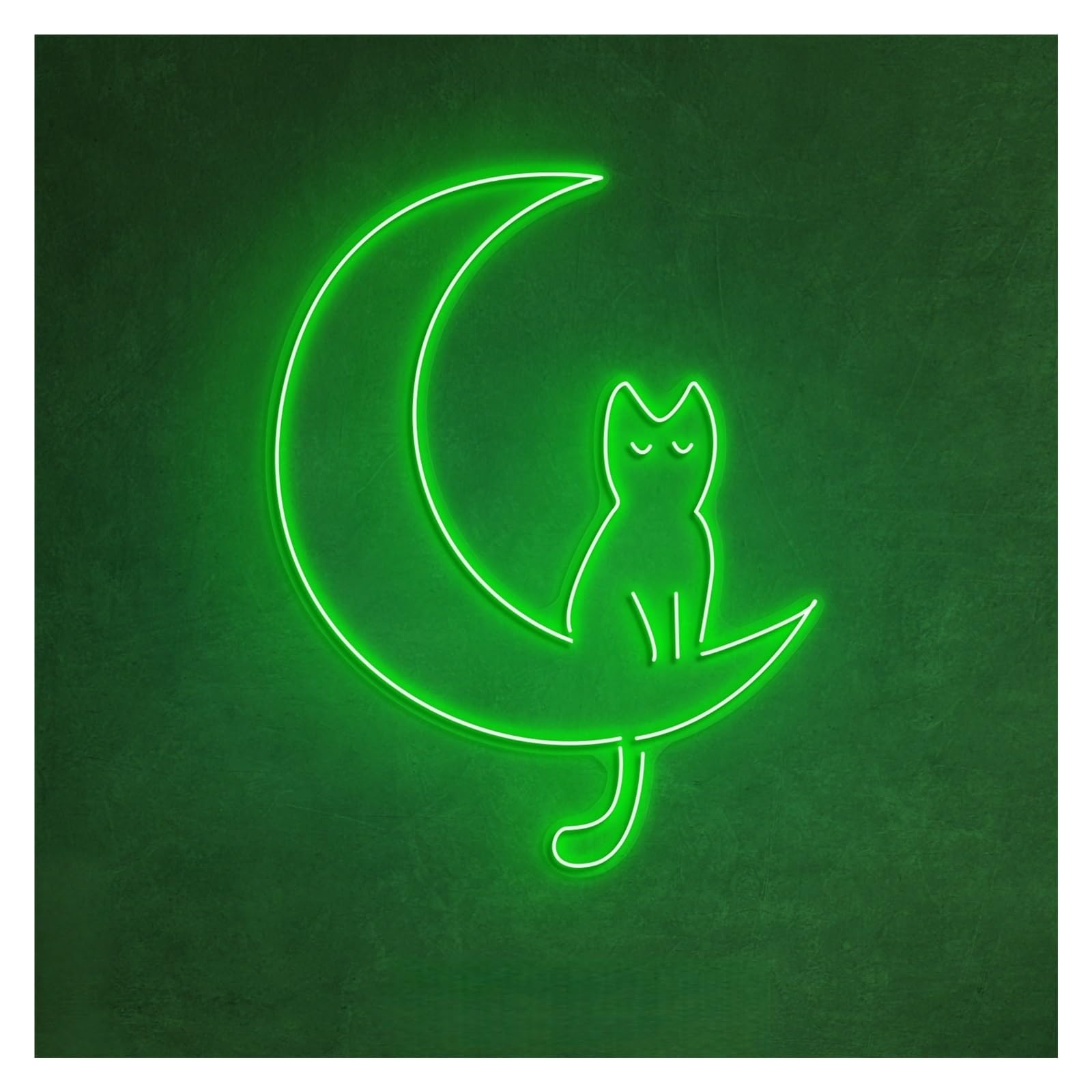 RONGCH Hanging Art Neon Signs Cat On Moon Neon Sign, Suitable for Kids Room Decor with Brightness Adjustable 43cm(G)