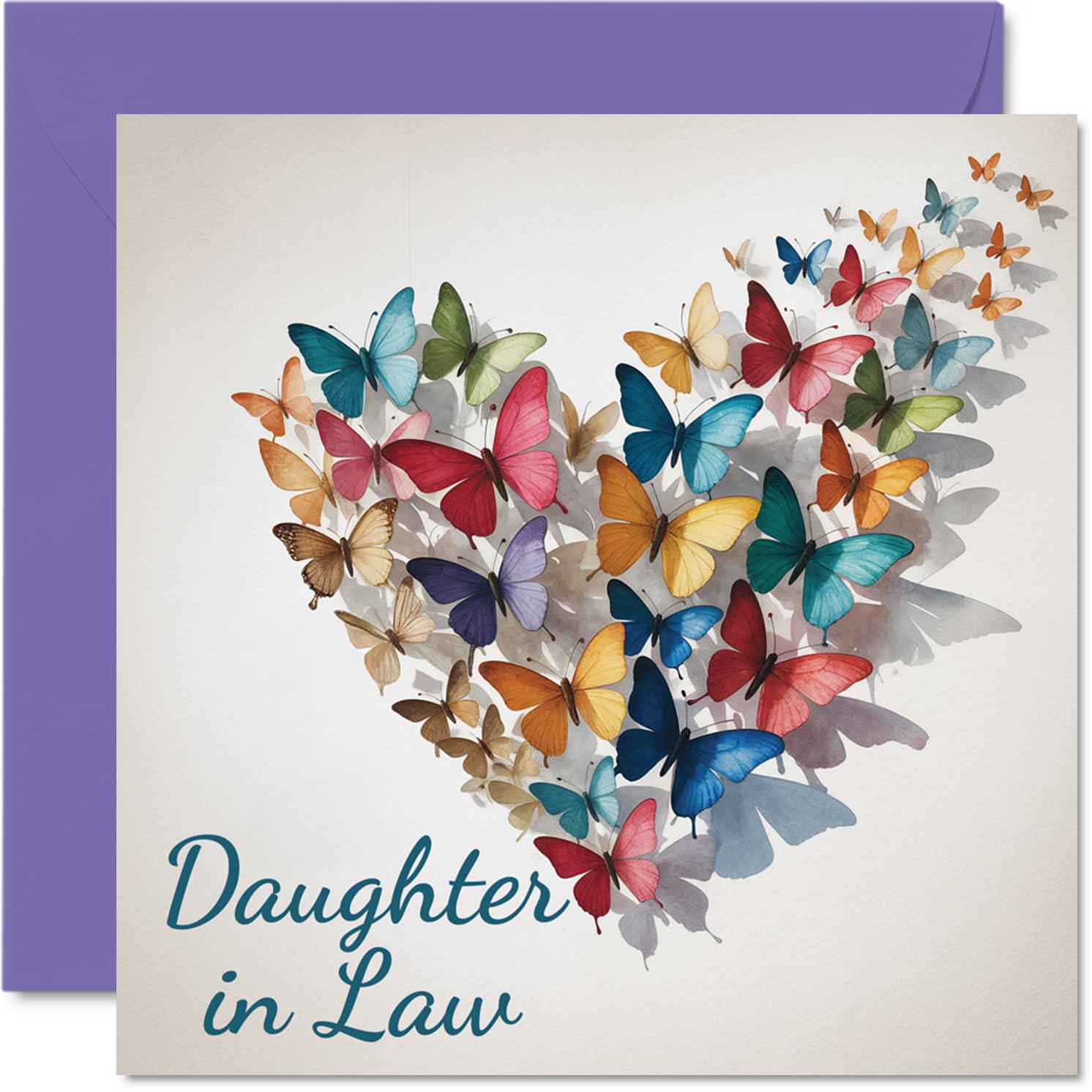Daughter in Law Birthday Card - Elegant Butterfly Heart - Happy Birthday Card for Daughter in Law from Father Dad Mother Mum, 145mm Beautiful Sentimental Bday Greeting Cards