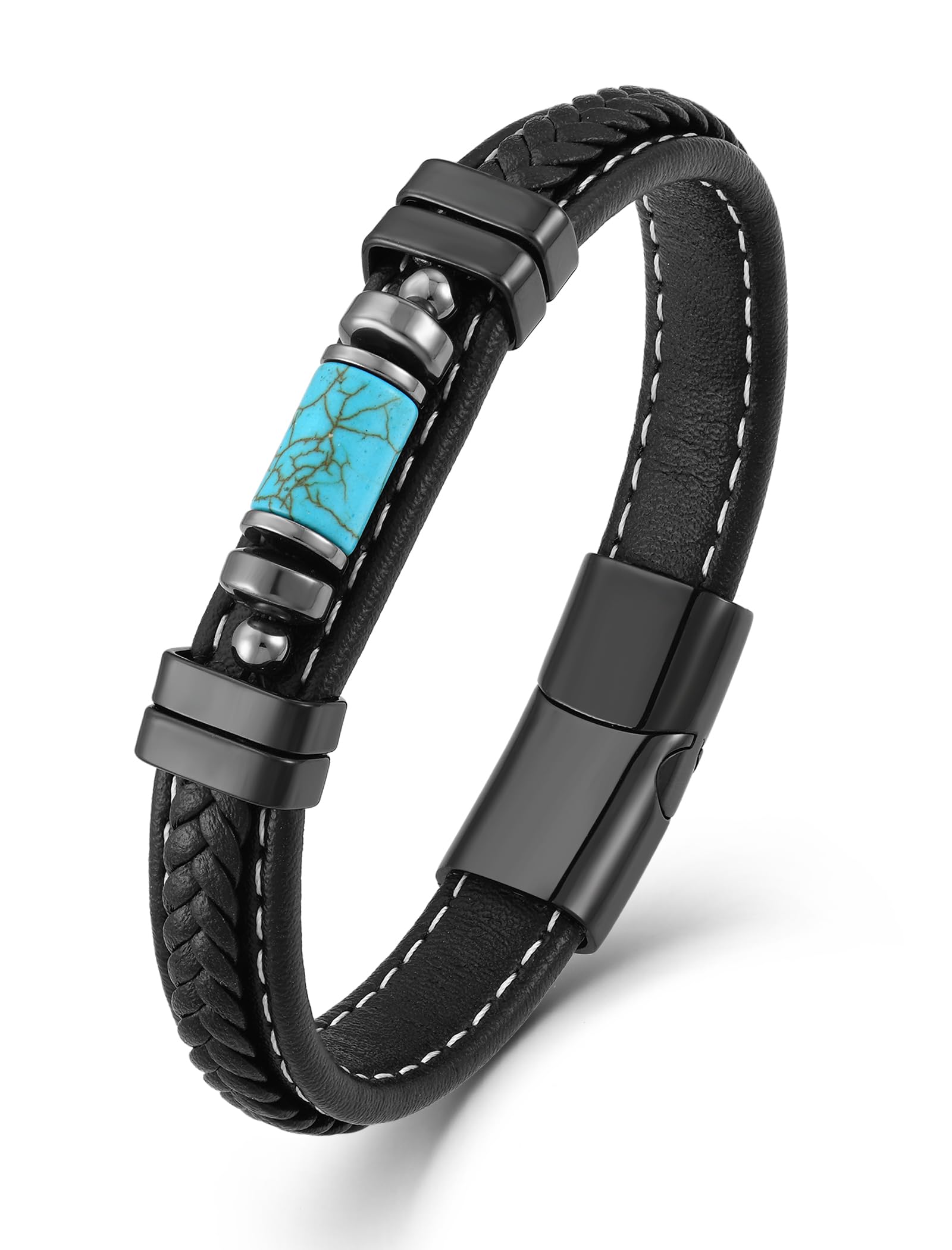 Turquoise Bracelet for Men Leather Men Bracelet