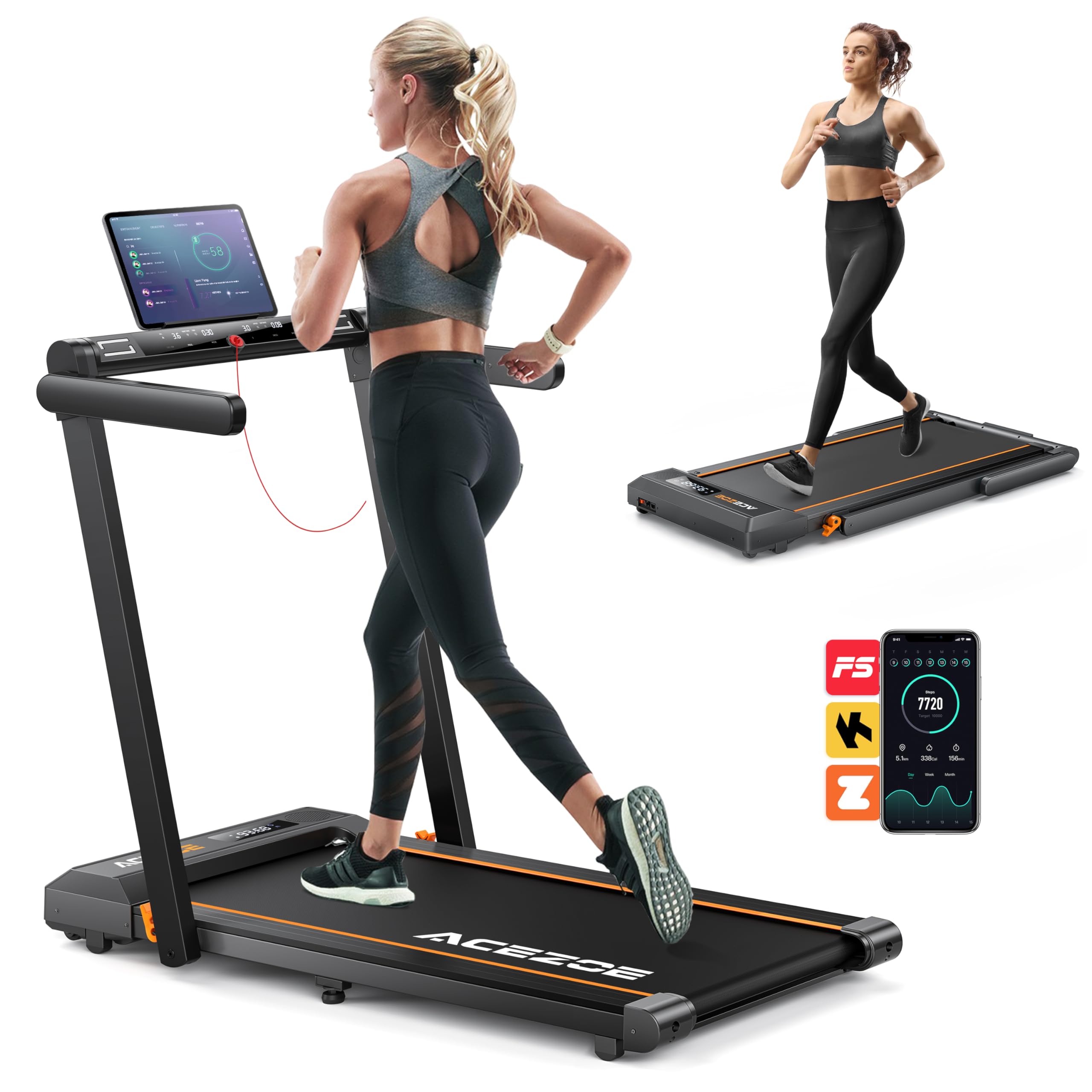 Acezoe 2 in 1 Foldable Treadmill for Home, Under Desk