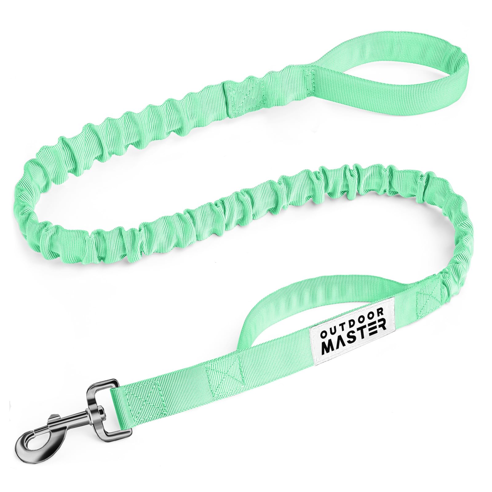 OutdoorMaster Bungee Dog Leash, Heavy Duty Dog Leash with Shock Absorption, 2 Padded Handles Training Leash, Improved Dog Safety and Comfort (Green, 4