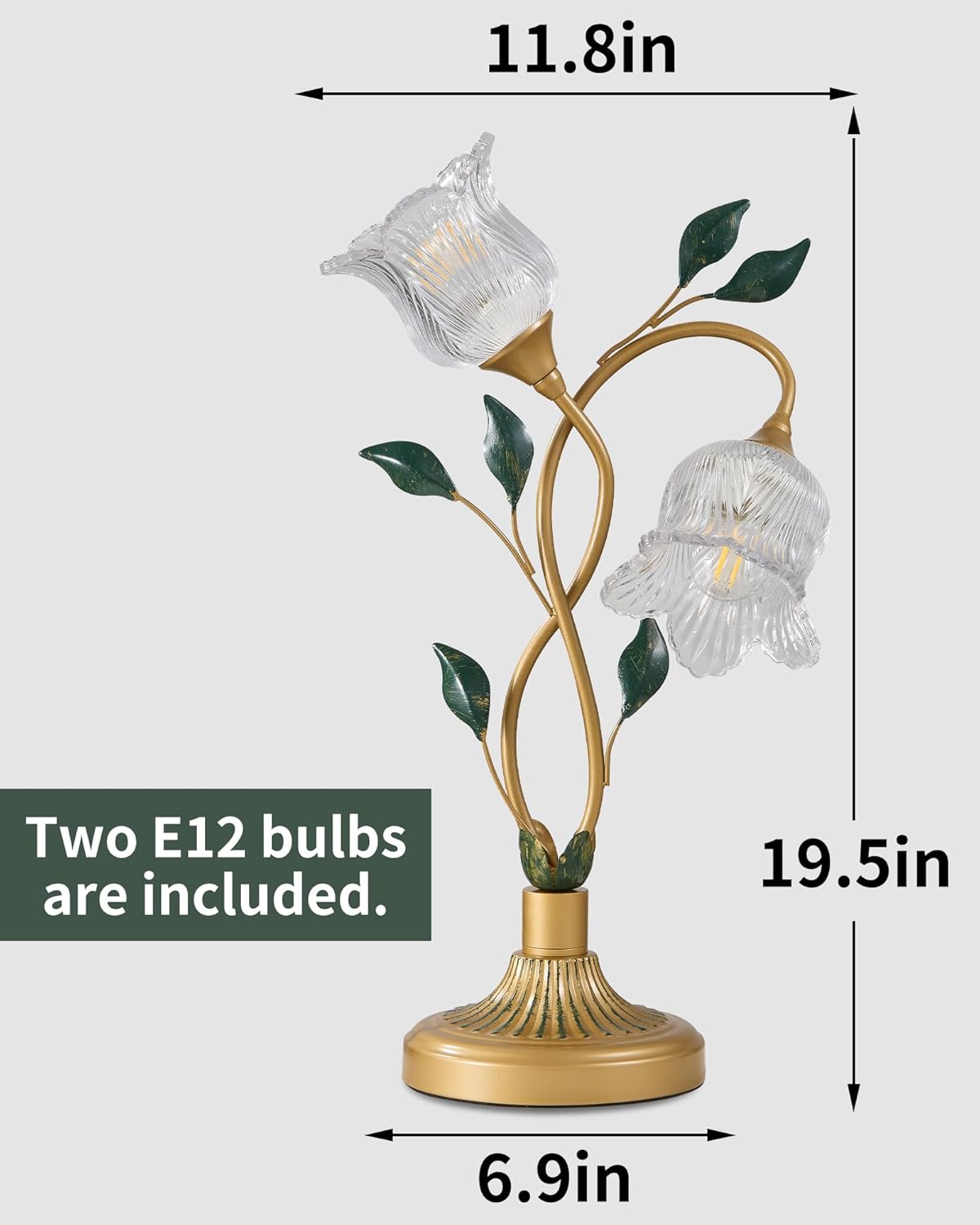 Pretty Lily Desk Lamp, Cute Vintage Retro Small Table Light with Flower & Leaf Design, Unique Decorative Brass Bedside Light for Desktop, Nightstand - Perfect Aesthetic Gift for Women, Girls