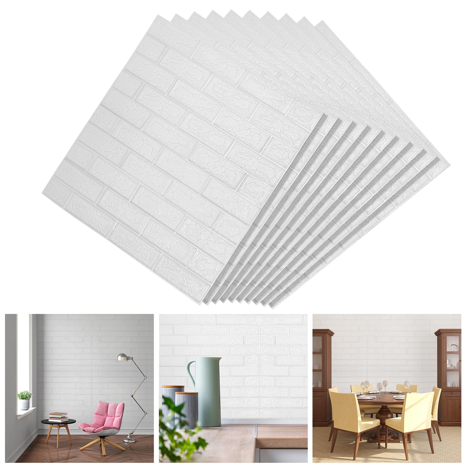 Sonnewelt Pannelli da parete 3D-20 Pezzi Carta da Parati,Autoadesivi Pareti in Mattoni Impermeabile Wallpaper per Cucina, Bagno, Soggiorno, Salone, TV Sfondo