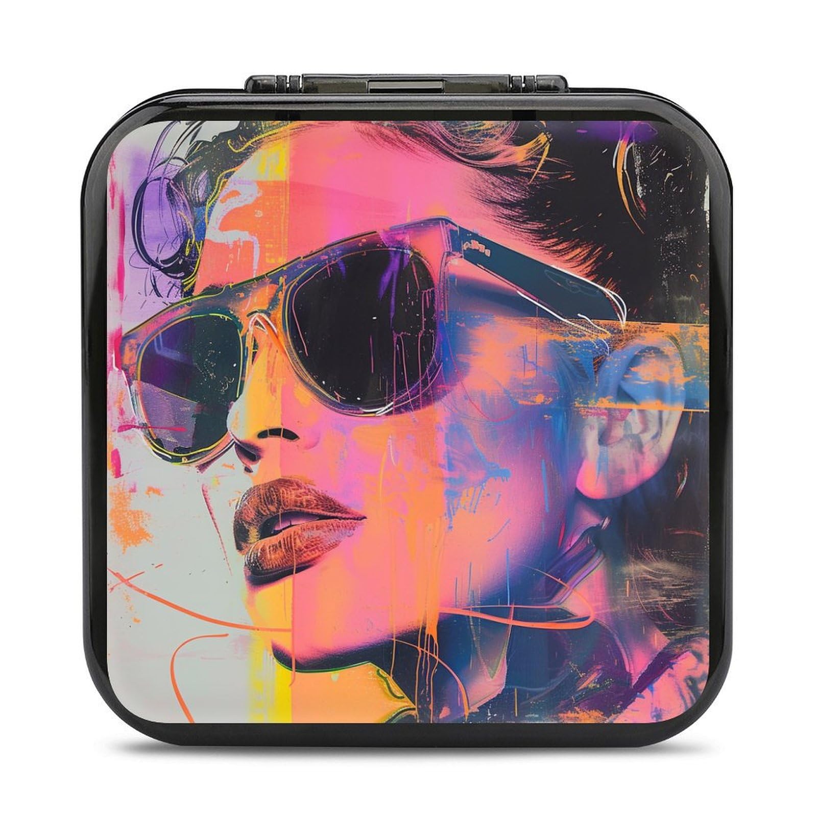 XBubupX Beautiful Girl Wearing Glasses Game Card Case Holder for Switch Switch Lite Vintage Street Art Graffiti 24