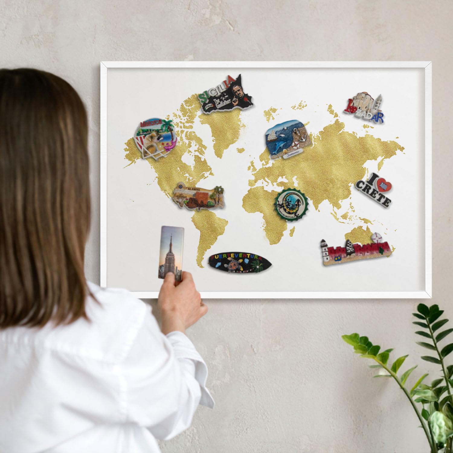 Pizarra de Menú para Restaurantes 70x50 Mappa del mondo Marco Blanco