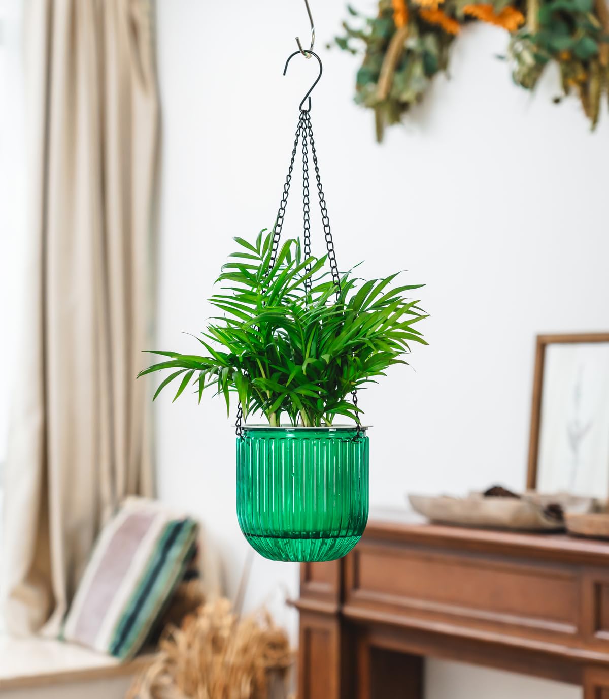 Josteve 5.3 Inch 2 Pcs Self Watering Hanging Planter Indoor Plant Pots with Drainage Holes - Image 2