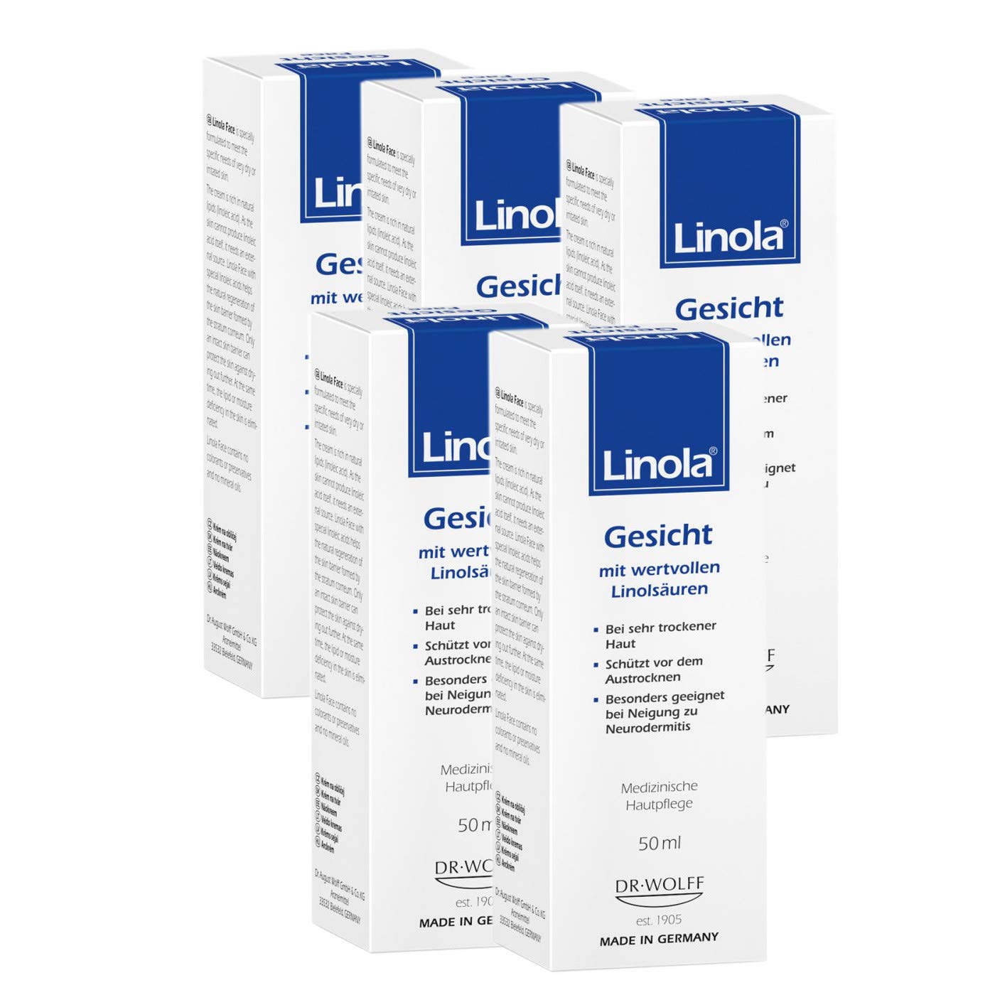 Linola Gesicht 5x50ml Spar-Set inklusive einer Handcreme von vitenda