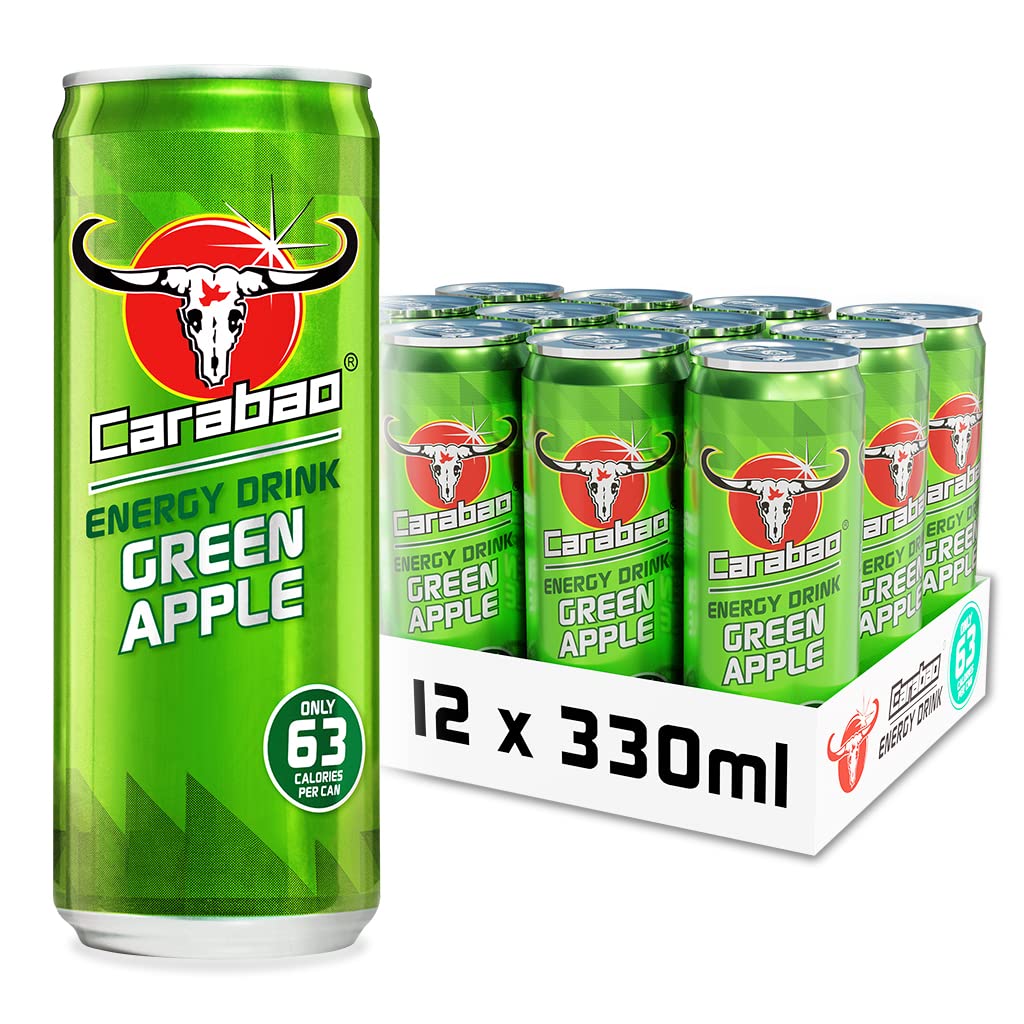 Buy Carabao Energy Drink Green Apple, 12 x 330ml Cans Case, Low Calorie