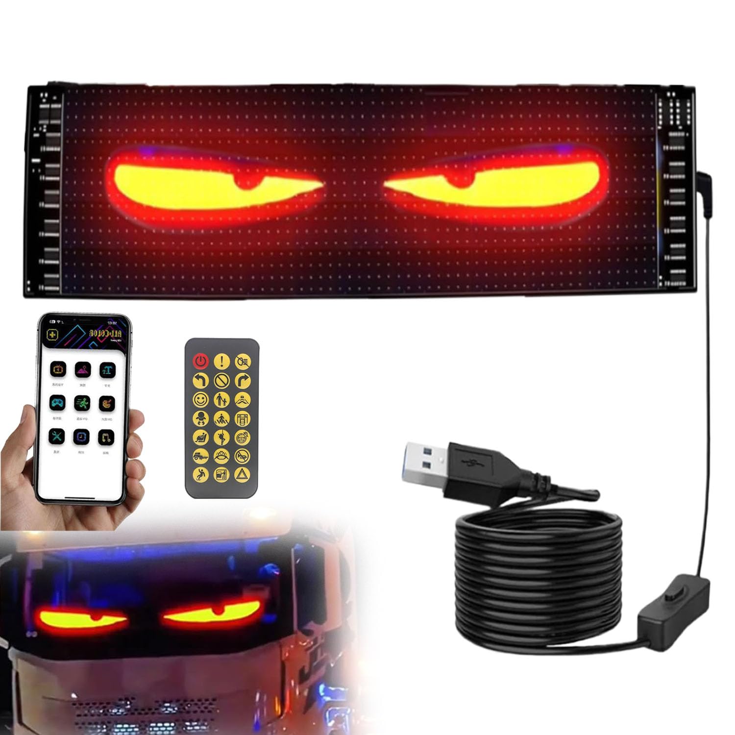 JIcloun Lot de 2 Lumières Yeux du Diable Led - pour Camion et Voiture, Flexible JIcloun Lot de 2 Lumières Yeux du Diable Led - pour Camion et Voiture, Flexible