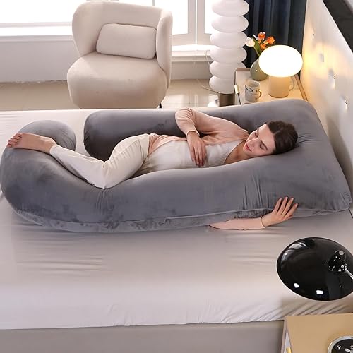 Miniatura 5 de Victostar Almohada de embarazo, almohada de maternidad en forma de U de 57 pulgadas con funda extraíble, almohada de cuerpo completo para espalda,
