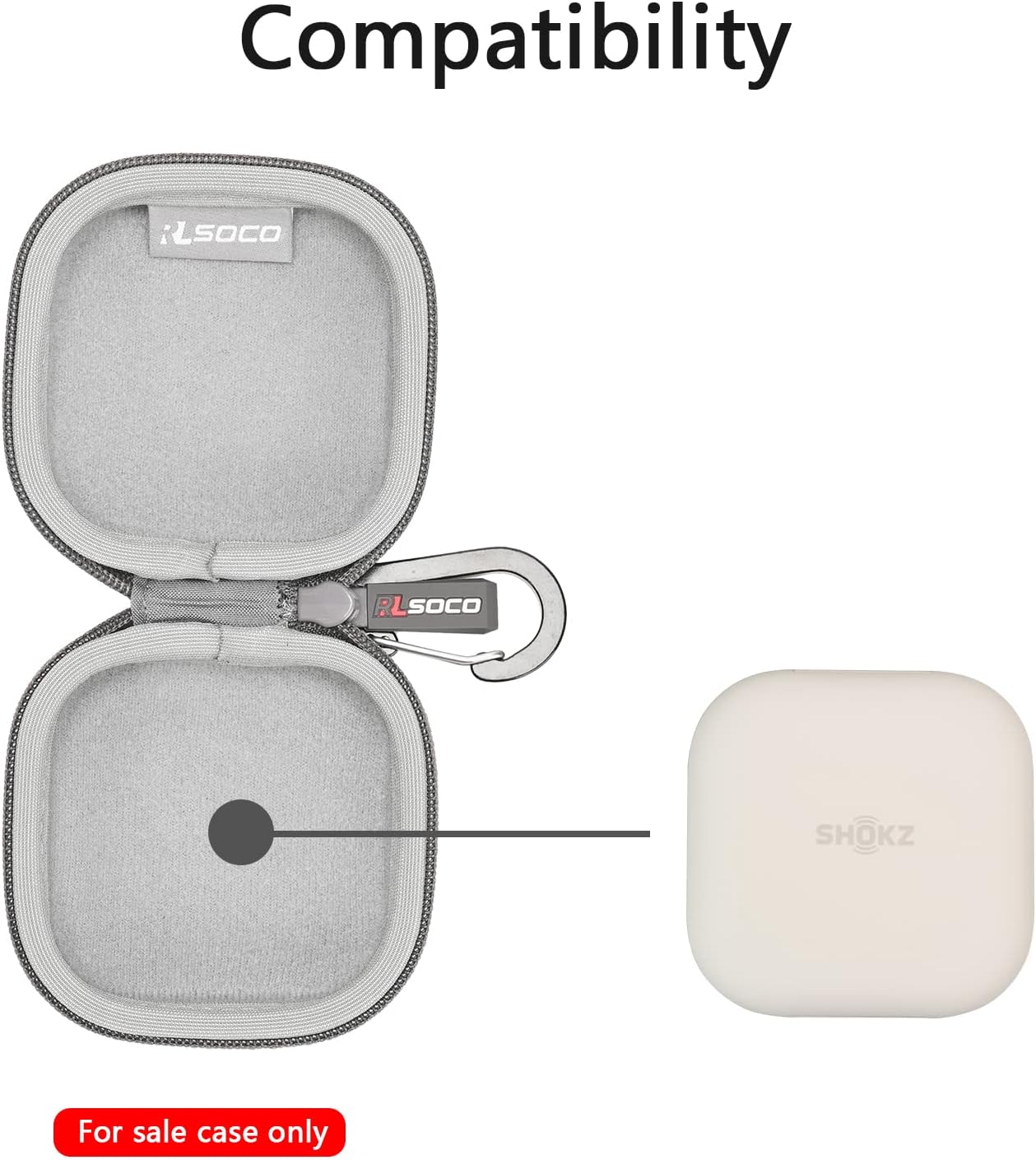 RLSOCO Hard Case for SHOKZ OpenFit 2/2+ / Air/OpenFit Open-Ear Headphones True Wireless Bluetooth Earphones (Grey) - Image 4